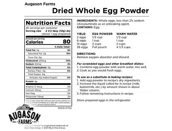 Augason Farms: Dry Whole Egg Powder Pouch